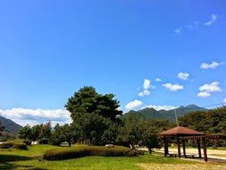 hut in park landscape, korea