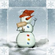 drawing of a snowman on a blue background