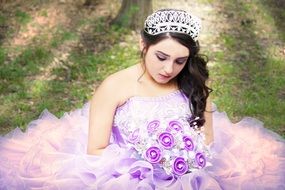 girl in purple wedding dress