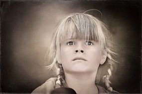 blond girl portrait bw