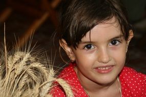 portrait of a little girl near wheat