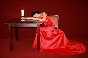 attractive beautiful lady in table