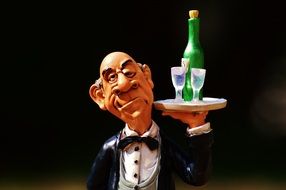 funny butler with wine