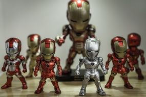 Red and golden toys, figures of iron man