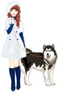 dog girls friends drawing