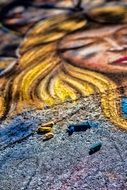 drawing drawn in chalk on asphalt