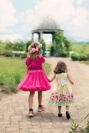 little girls walking