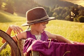 girl child hat dare nature landscape