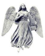 image of a gray angel with wings on a white background