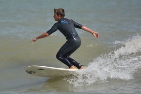 surfer catching waves
