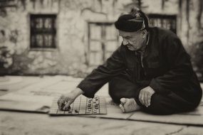 man and board game