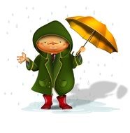 man in a raincoat and with an umbrella