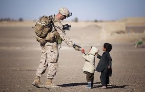 soldier and childs