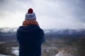 person looking standing adult back panorama