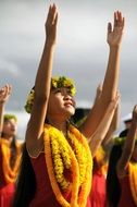 Photo of dancing girls on a festival on Hawaii