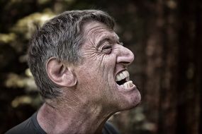 man emotion in the forest