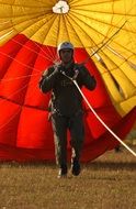 Parachutist on the ground
