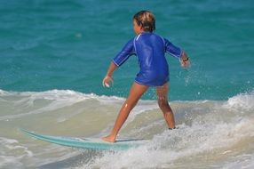 Small surfer on the wave