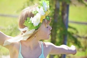 happy girl in headdress