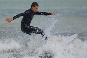 surfer on the waves in the sea