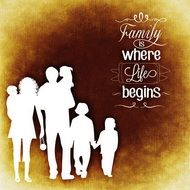 silhouette of a happy family