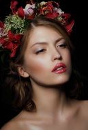 woman person fwith lowers wreaths