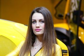 portrait of a girl at car show