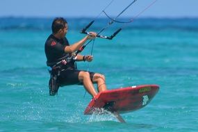 make kitesurfer in action