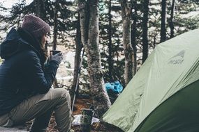 camping woman