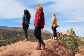Group of friends are hiking
