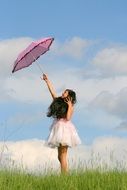 incredibly beautiful girl with pink umbrella