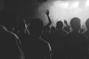 People at a concert in smoke