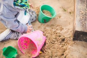 sandpit with buckets