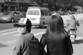 Black and white photo of the girls in China