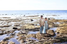 married couple on the background of sea nature