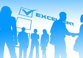 banner with people silhouettes and symbol of choice