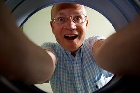 surprised adult man in glasses