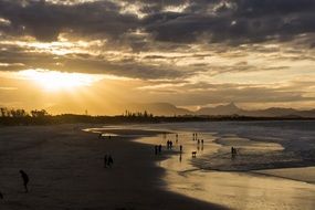 panorama of ocean coast at dusk