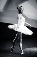 black and white photo of a ballerina