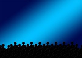silhouette of people in front of the scene