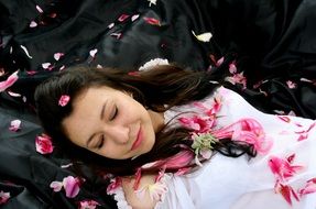 portrait of a girl in pink petals