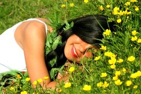 girl child joy summer grass