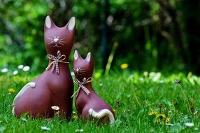 ceramic cat mother and child