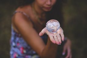crystal glass ball little small on the hand