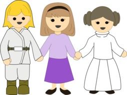 Clipart of Luke ,Leia and girl holding hands