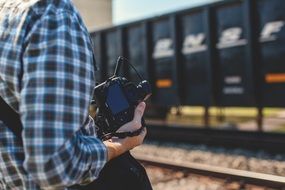 Cannon camera in hands