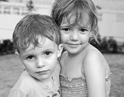 Black and white portrait of children