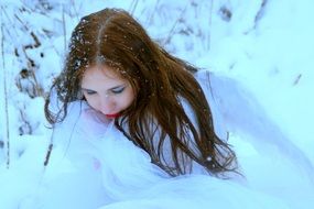 portrait of a girl in snow