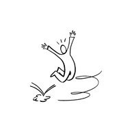 drawing of a happy jumping man