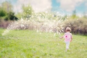 little girl on the background of summer extravaganza